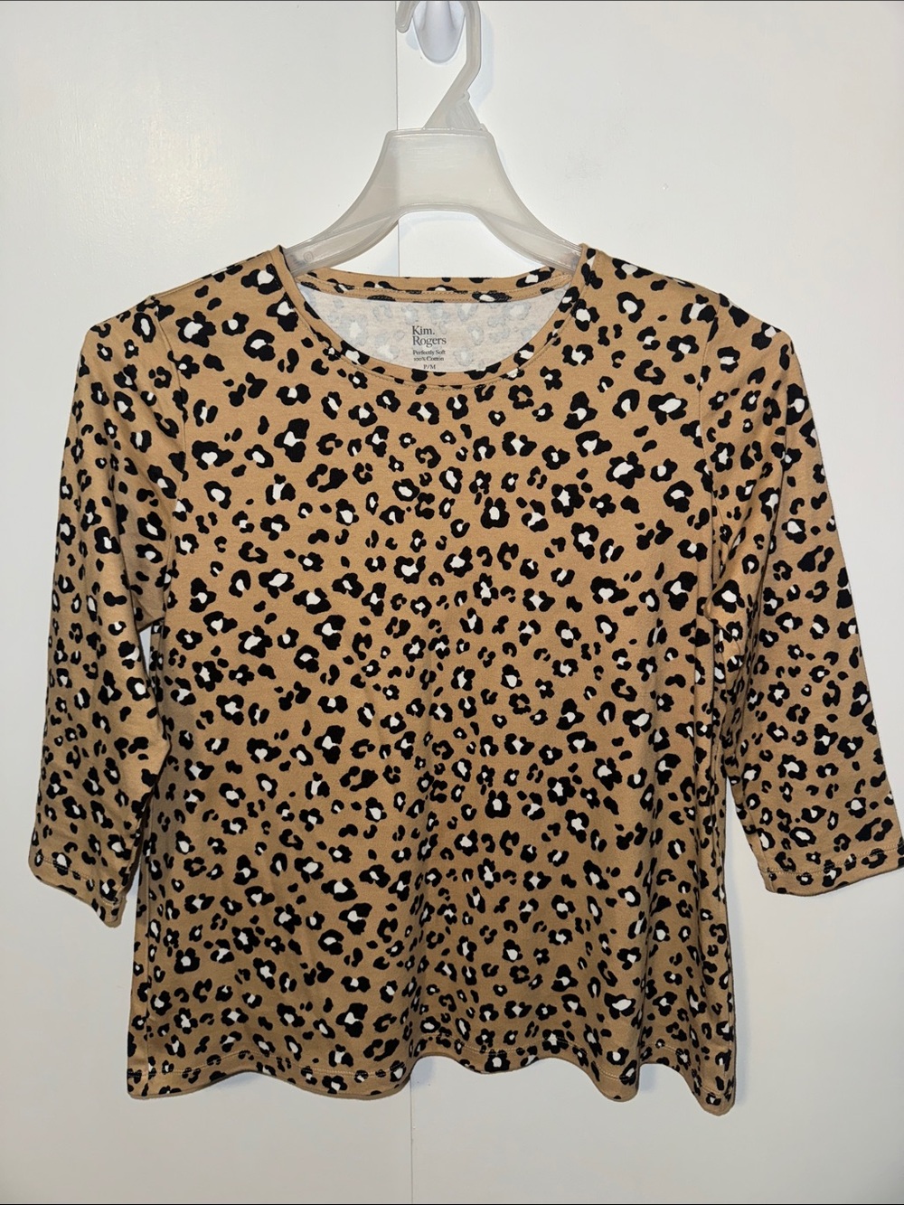 Kim Rogers Animal Print 100% Cotton Top Tee “Perfectly Soft" Women’s MP Medium P